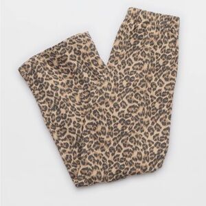 Aerie New Heights Leopard Print Cozy Fleece Pants Trousers NWT